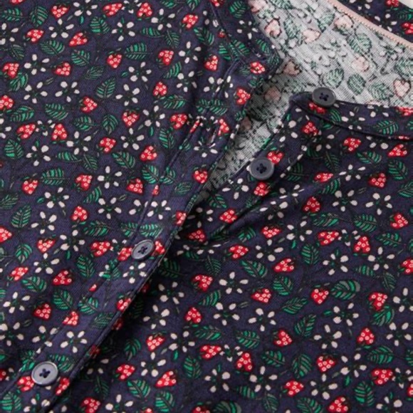 NWT Boden Smocked Jersey Shirt Dress Navy Floral Berry sz 14R - Picture 5 of 13